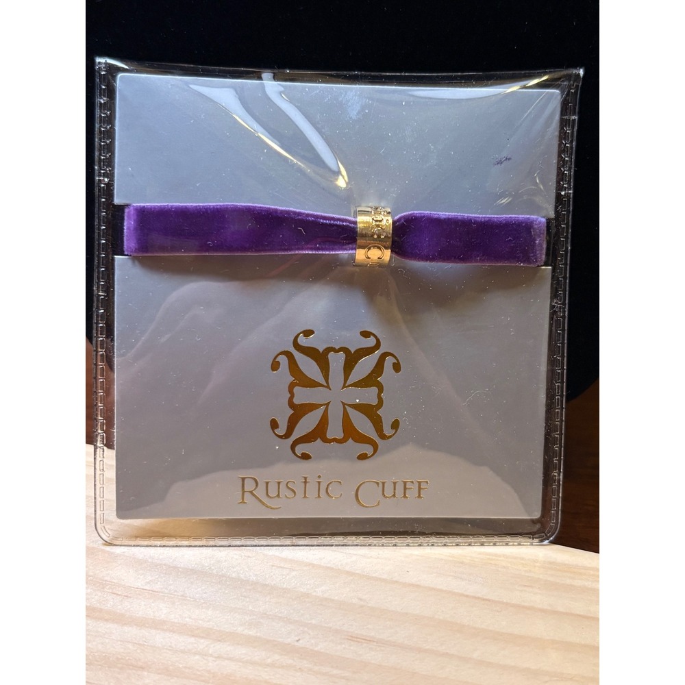 Rustic Cuff Ribbon Bracelet Womens OS Purple Like New Velvet Gold Logo Slider